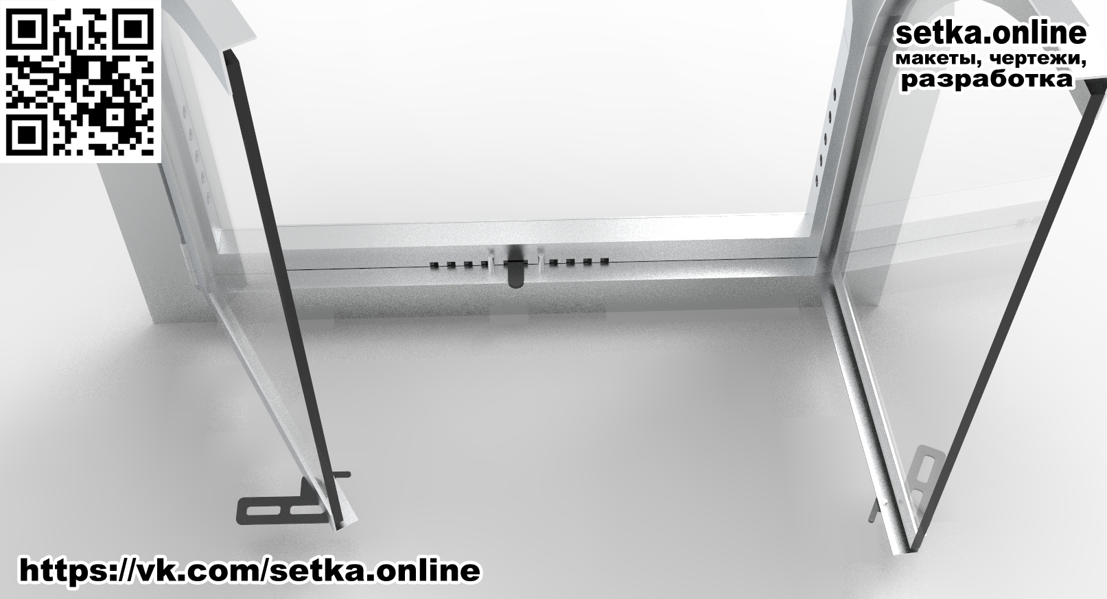 Макет DXF Дверь со стеклом для камина